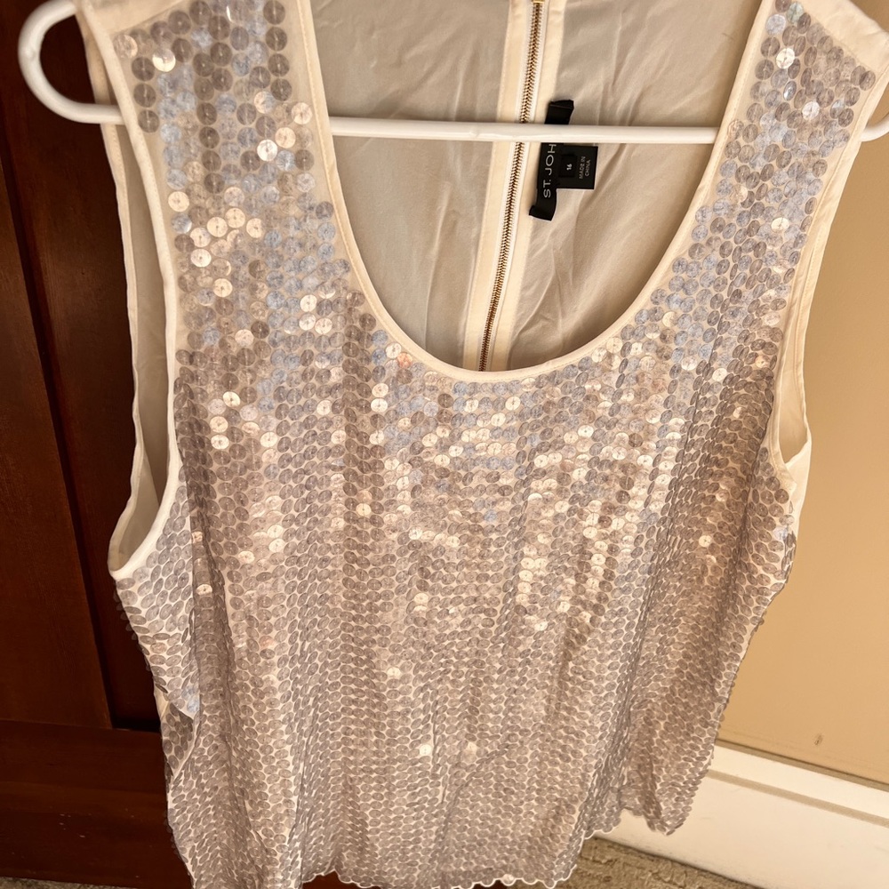 St. John Ivory Sequin Tank Top